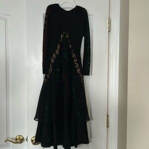 Long Embellished Black Abaya Girls Kaftan Size 40